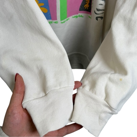 Vintage MATISSE Collared Polo Sweater Size Medium White 80s 90s French Art - Picture 5 of 6